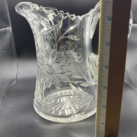 Elegant Clear Crystal Pitcher with Floral Design - Picture 6 of 7